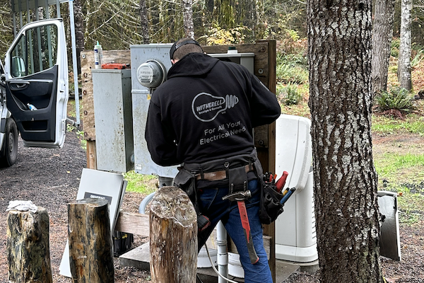 Electrical meters outside being worked on by Witherell Design and Consult electricians